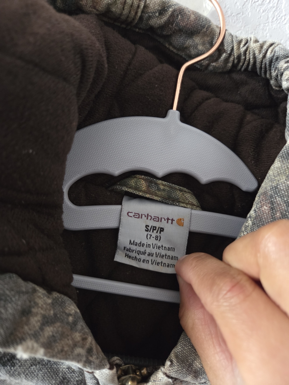 Carhartt Kids' Hooded Insulated Jacket in Camouflage Brown - Picture 3 of 5